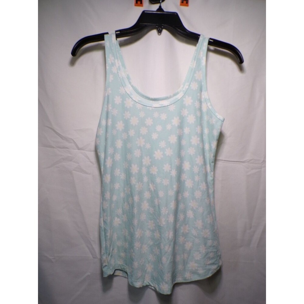 No Boundaries Juniors M 7 9 Floral Scoop Neck Tank Top Mint Blue